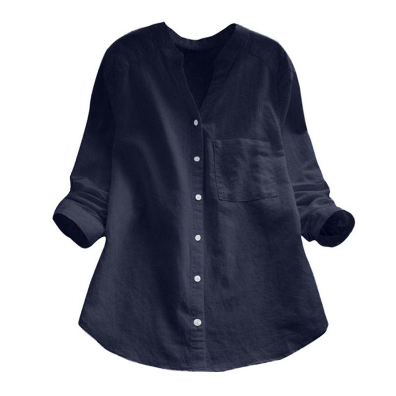 

Mid Length V-Neck Long Sleeve Shirt Top Mid Length Long Length V-neck Long Sleeve Shirt Blue L