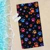 Colorful Watercolor Paw Print Beach Towel Cute Pet Footprint Quick Dry Sand Proof Absorbent Towel Summer Travel Beach Towel