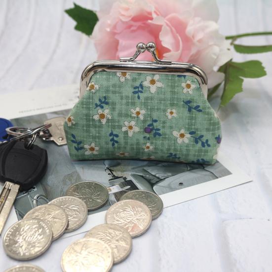Cute Floral Coin Purse, Vintage Kiss-lock Change Pouch, Mini Coin Wallet Trinkets Storage Pouch for Coins, Cash, Cards
