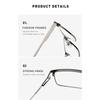 Men Square Metal Large Frame Reading Presbyopia Glasses Business Eyewear Diopters +1.25  To +6.0