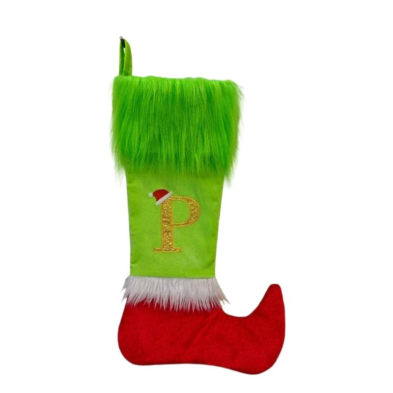 

Christmas Tree Ornament Letter Christmas Stockings Gift Bag Christmas Hanging Socks For Fireplaces Door Decoration