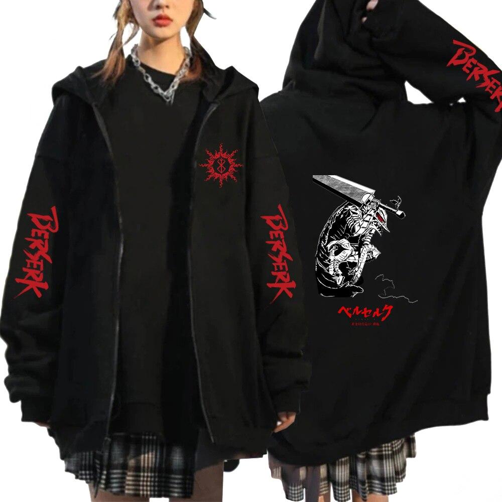 Autumn Winter Zip Coat Hoodie Fashion Sweatshirt Harajuku Anime Berserk Cool Loog Sleeve Men Women Jackets Clothes Harajuku Puck