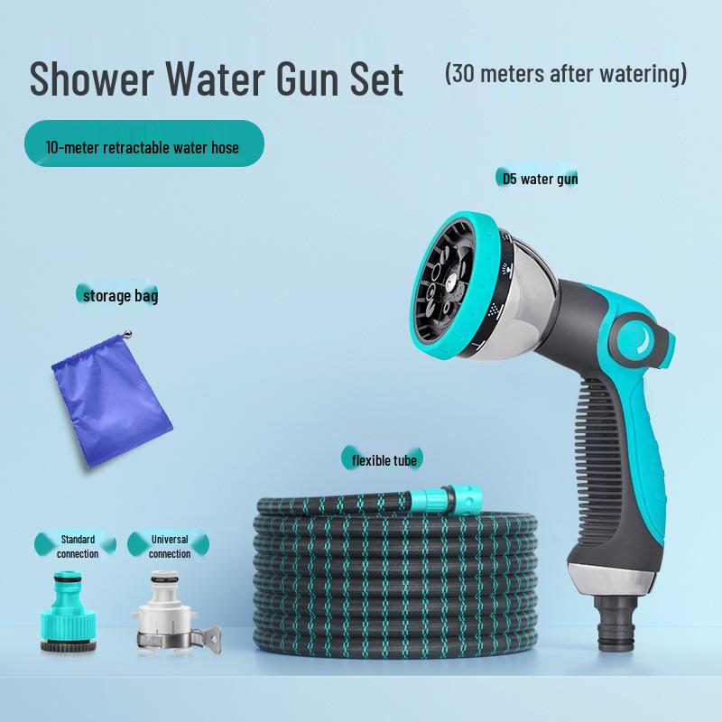 High-Pressure Water Gun for Car Wash, Flower Watering, and Floor Cleaning with Retractable Hose and Powerful Sprinkler.