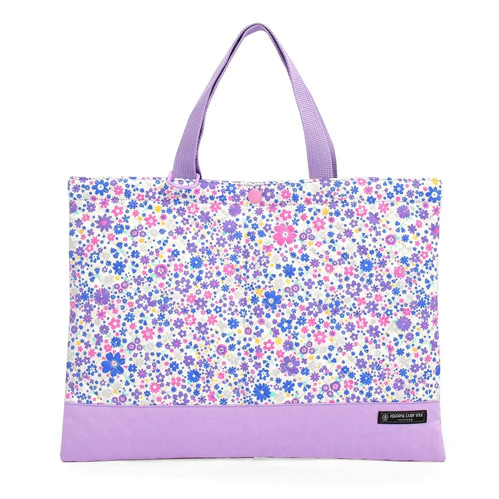FARBENFROHER BONBON-STIL Unterrichtstasche Bilderbuchtasche Handtasche Unterrichtstasche Luftiger Schauer von Pastellblumen N0241400 (Gesteppt) (blau)