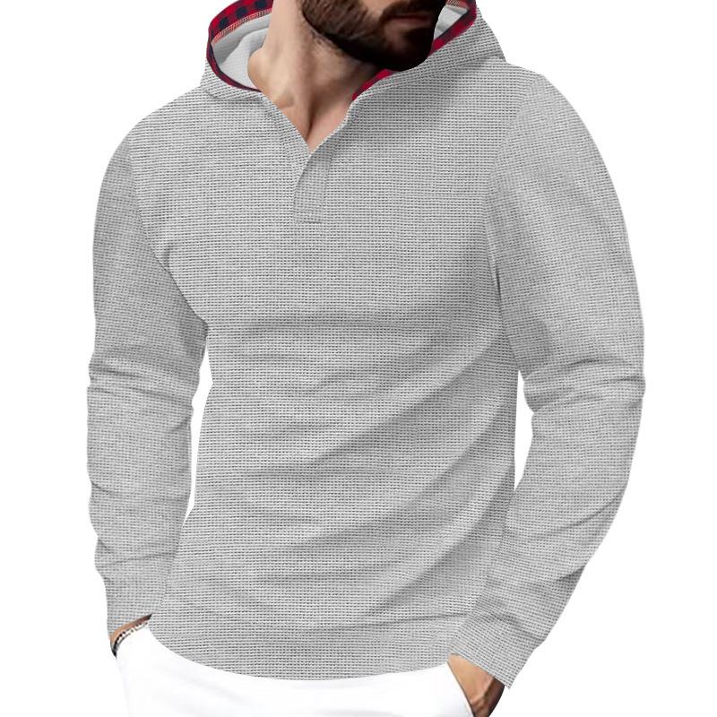Men's Cross-border Casual Sports Hoodie - Waffle Knit, Long Sleeve, Plus Size for Autumn/Winter