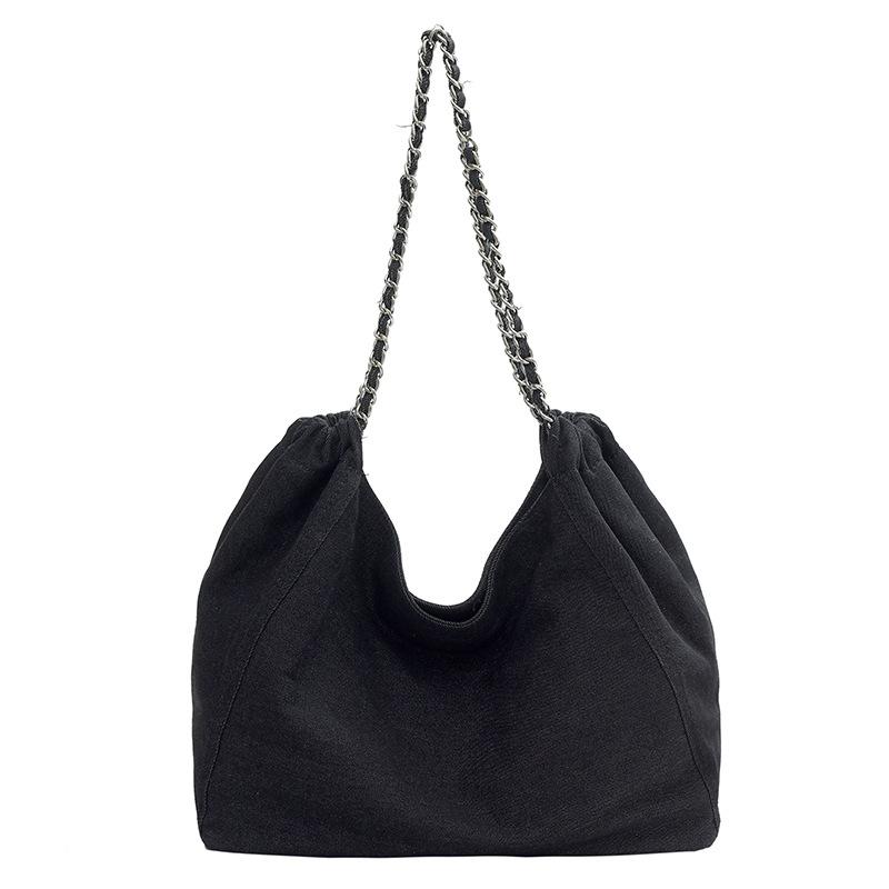 Large capacity denim bag women's lightweight new college student class shoulder bag chain tote bag