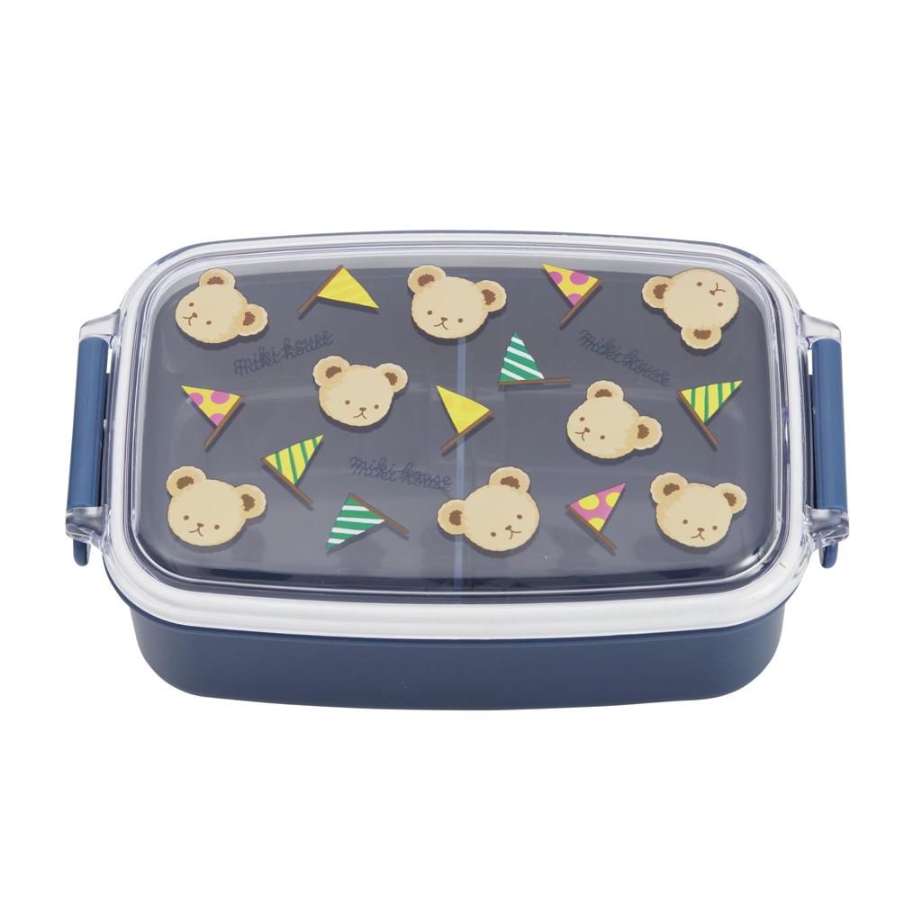 MIKI HOUSE Lunch Bear Made In for Boys and Microwave and Dishwasher Navy Box, 500ml, Design, Japan, Girls, Baby, Kids, Kindergarten, Daycare, Safe,