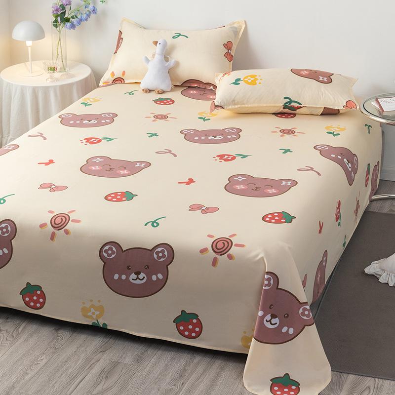 Winter Single Bed Sheet and Quilt Cover Set - 1.5m, Washed Cotton, Includes Pillowcase, Dormitory Style