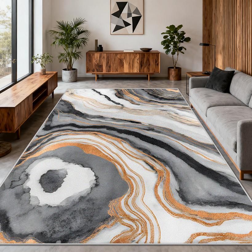 Light Luxury Marble Style Carpet Large Area Living Room Lounge Decoration Rug 200×300cm European Style Bedroom Soft Floor Mat