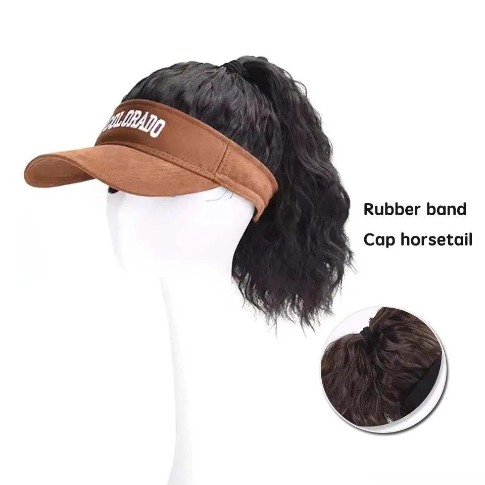 Pălărie Perucă cu păr sintetic Pălărie de soare de vară șapcă de baseball Păr scurt ondulat și ondulat posturi pentru femei Moda