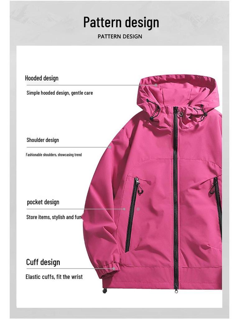 2025 Trendy Windproof & Waterproof Hooded Mountaineering Jacket - Unisex Spring/Autumn Outdoor Hiking & Fishing Outerwear