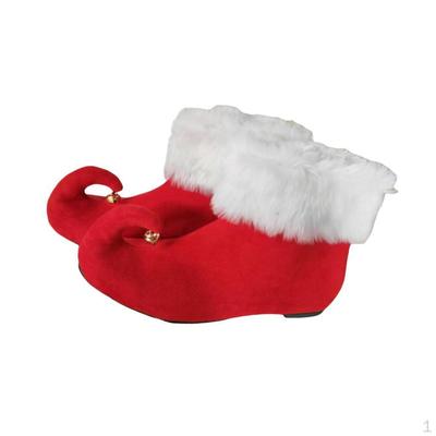 1 Paar Weihnachtselfen-Hausschuhe zum festlichen Anziehen.