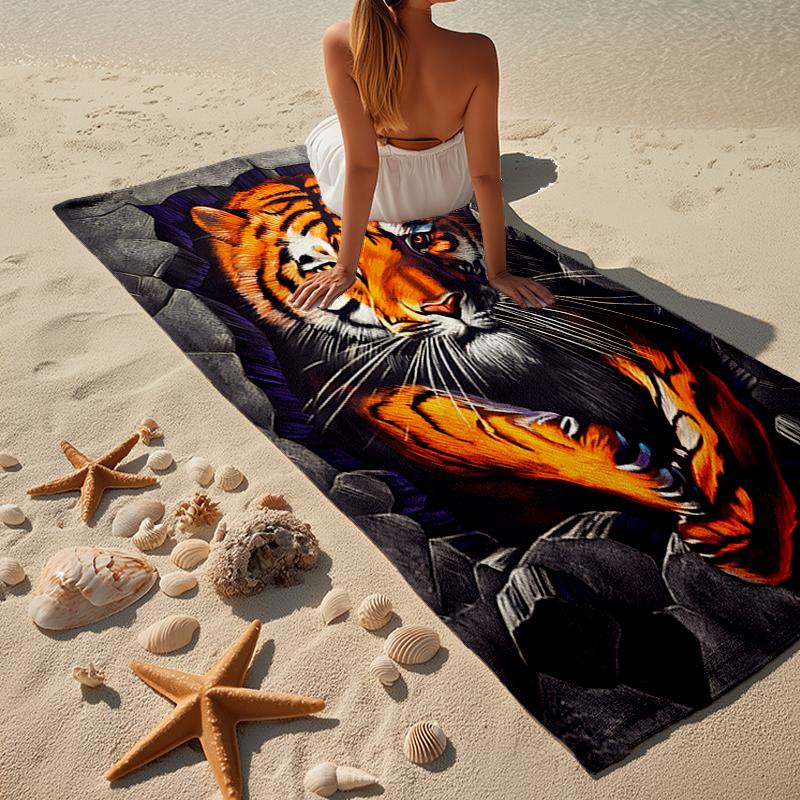 White Tiger Family Beach Towel, Super Soft Microfiber, Gift for Her/Him, Birthday, for Pool, Beach, Travel, Home Decor Fan gifts