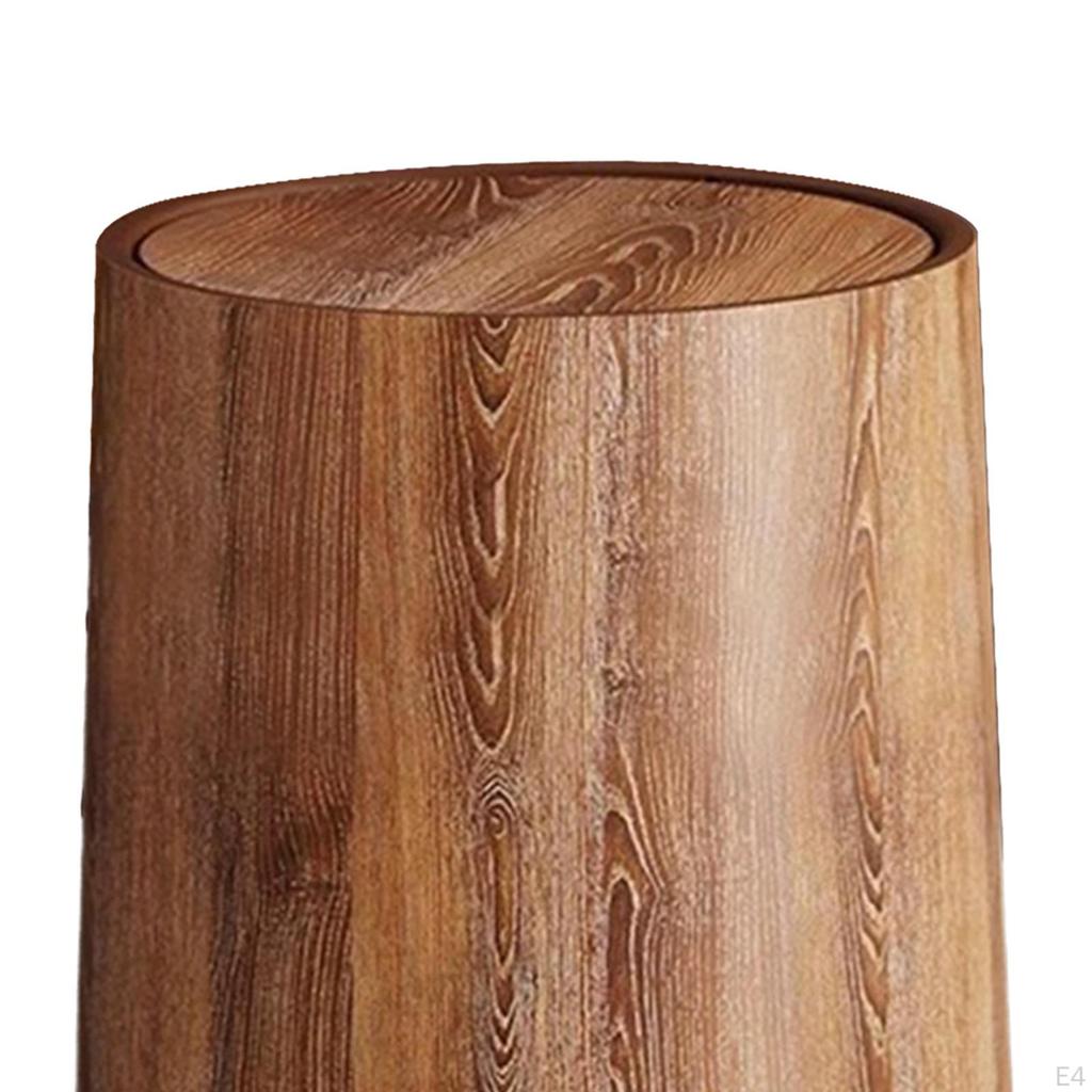 Trash Can Household Bin Modern Reusable Waste Wood Grain Basket for