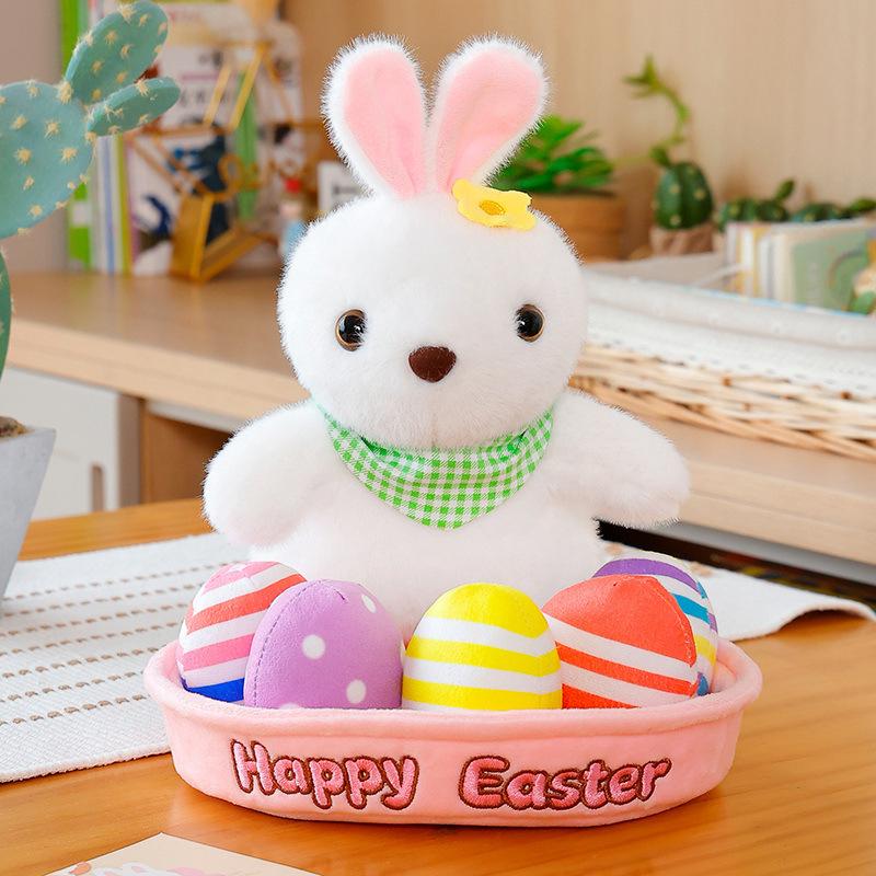 Easter White Rabbit Plush Toy - Small Size Doll for Children Easter Rabbit