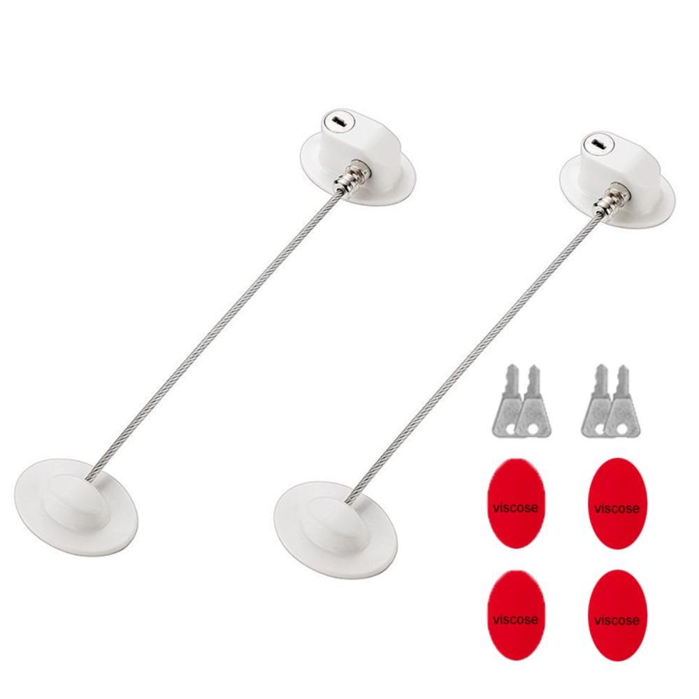 2Pcs Self Adhesive Window Security Lock No Drilling Refrigerator Door Lock Cupboard