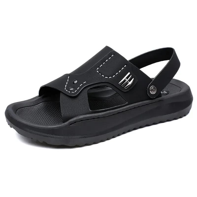 

Удобные повседневные сандалии на толстой подошве, летняя уличная обувь с мягкой подошвой, противоскользящая, водонепроницаемая, пляжная обувь, модная, дышащая 38 чёрный