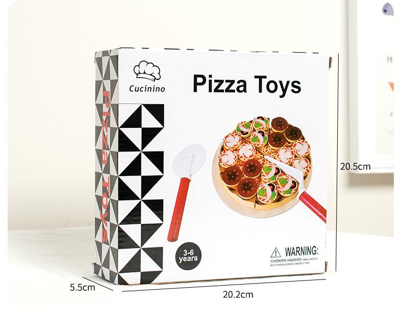 Wooden Pizza Cutting Play Kitchen Toy for Kids - Fun Birthday Gift