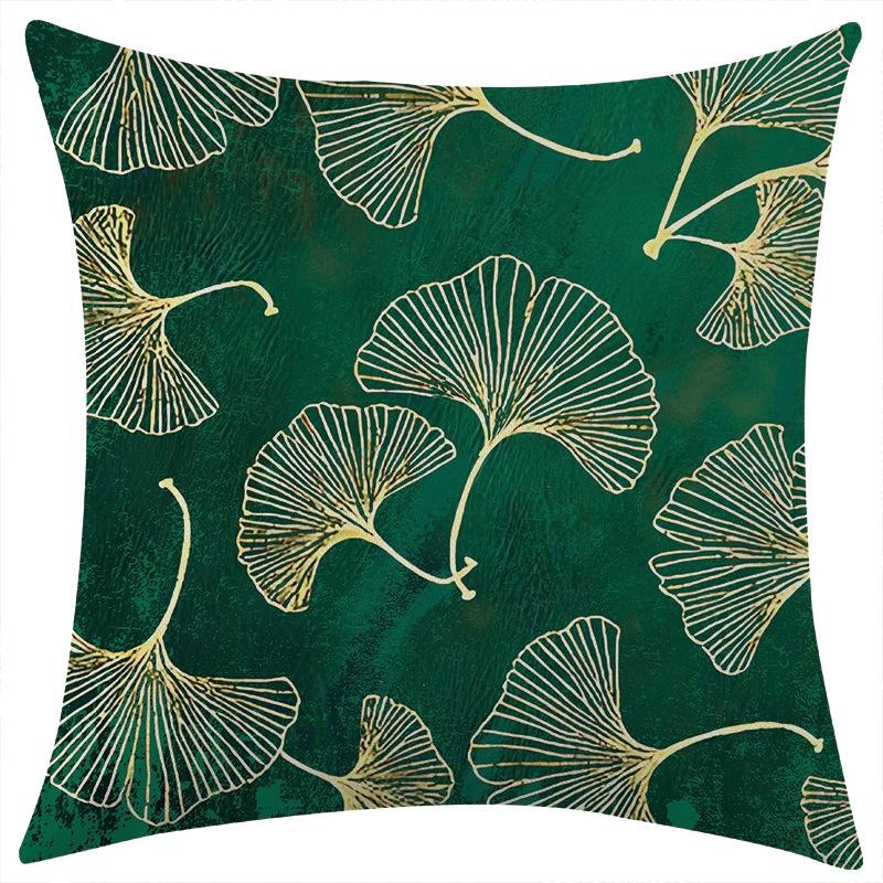New Green Striped Floral Linen Pillowcase for Holiday Decoration and Car Cushion Cover