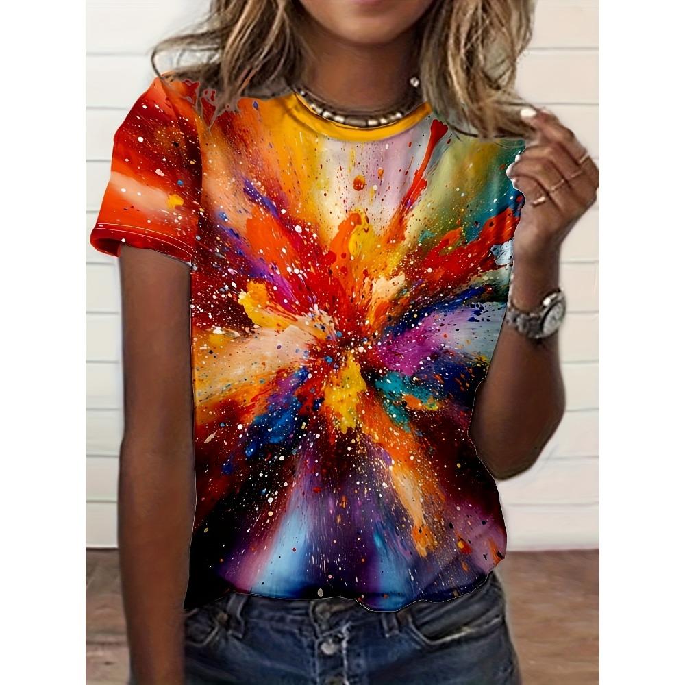 Summer Fashion Peacock Flower 3D Print T-Shirts Women Casual Short Sleeve Streetwear Round Neck