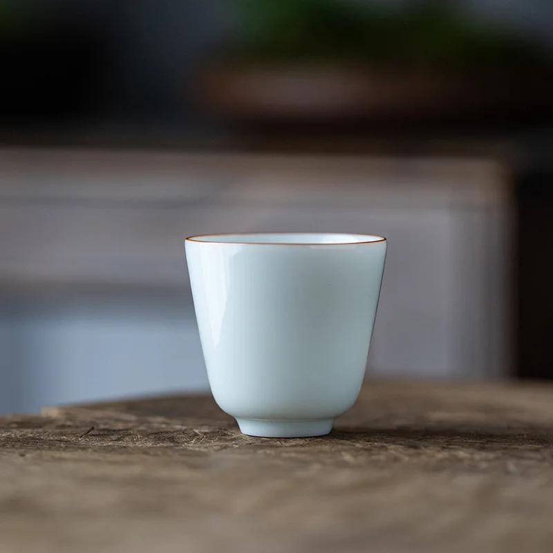 Thin Tire Kung Fu Tea Cup Ceramic Whiteware Single Cup Ceramic Teacup Master Cup Tea Set Small Tea Bowl Ceramic Teacups