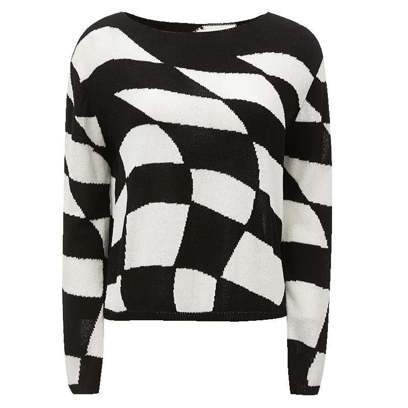 VEROMODA 2025 Spring Artistic Plaid Knit Sweater