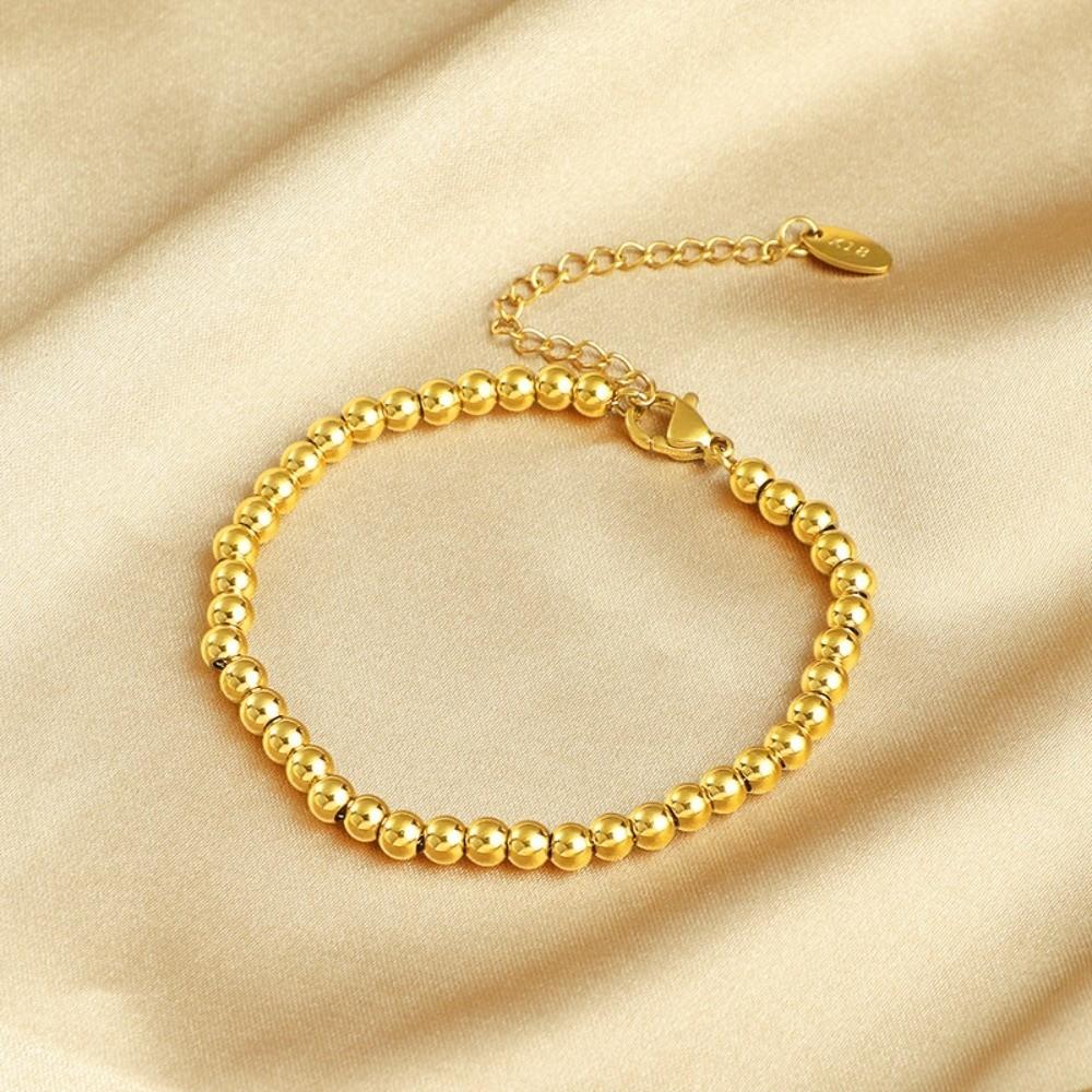 Oriental Charm Gold-plated Necklace Round Golden Hand Chain Fashion Bead Bracelet  Women