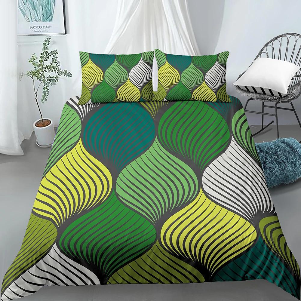 Geometric Duvet Cover Set King Size White Gold Shade Bohemian Bedding Set Soft Quilt Cover with Pillowcase Twin Comforter Cover