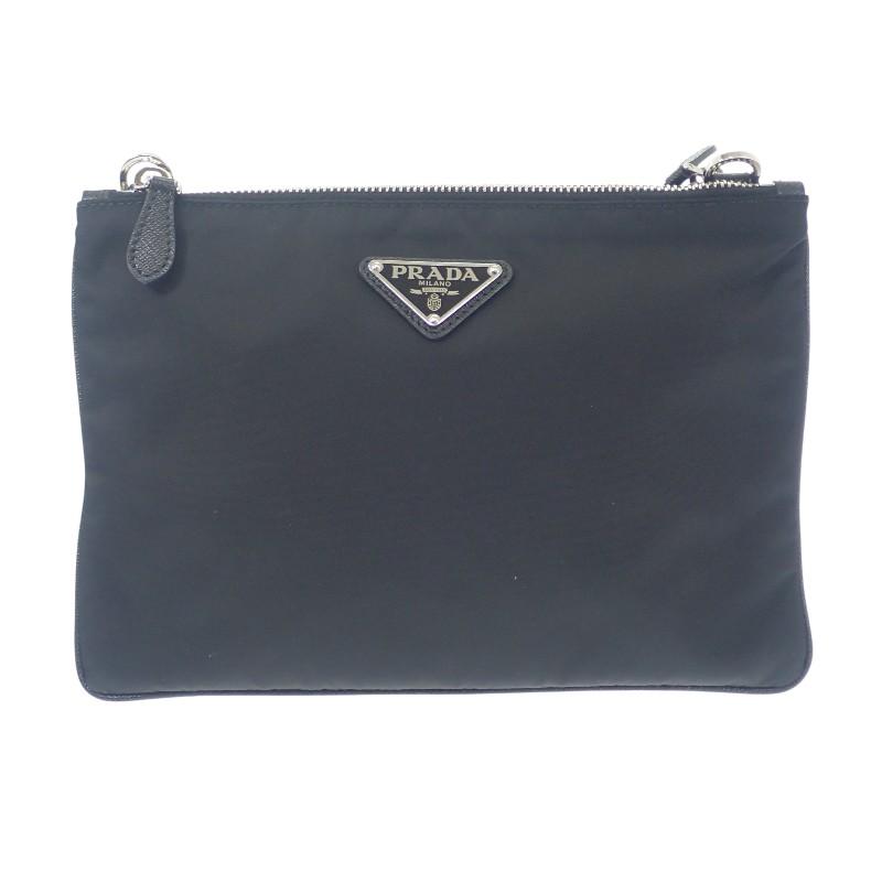 Prada 1BH046 Bolsa de Ombro preto/NERO Nylon/couro Mulheres