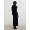 Anggae Washed Velvet Long Dress Black