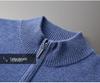 Men's 100% Pure Wool Half-Zip Sweater - Thickened Knit Base Layer for Autumn and Winter