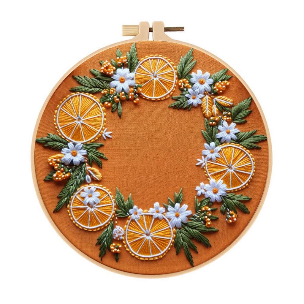 1set Cherry, Strawberry, Watermelon, and Orange Pattern Embroidery DIY Kit - Suitable for Beginners. Handmade Embroidery Fabric Material Set.