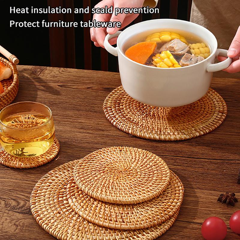 Rattan Heat-Insulating Mat Table Mat Anti-Scalding Pot And Plate Mat High-Temperature Resistant Teacup Mat