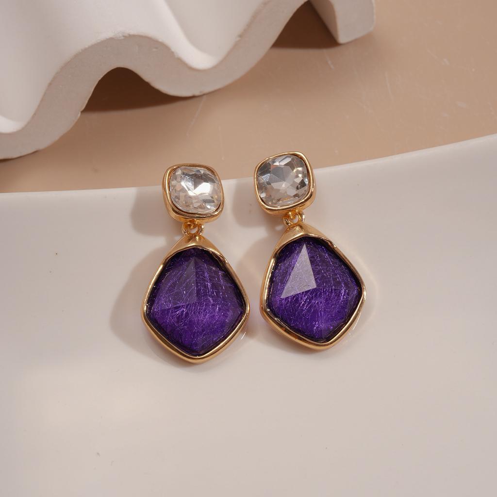 Silver needle acrylic round earrings light luxury high-end earrings women's European and American fashion earrings design sense niche