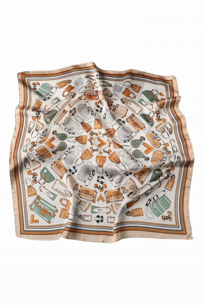 Satin Scarf 70x70 - Pattern for Bags and Accessories in Shades of Green and Caramel