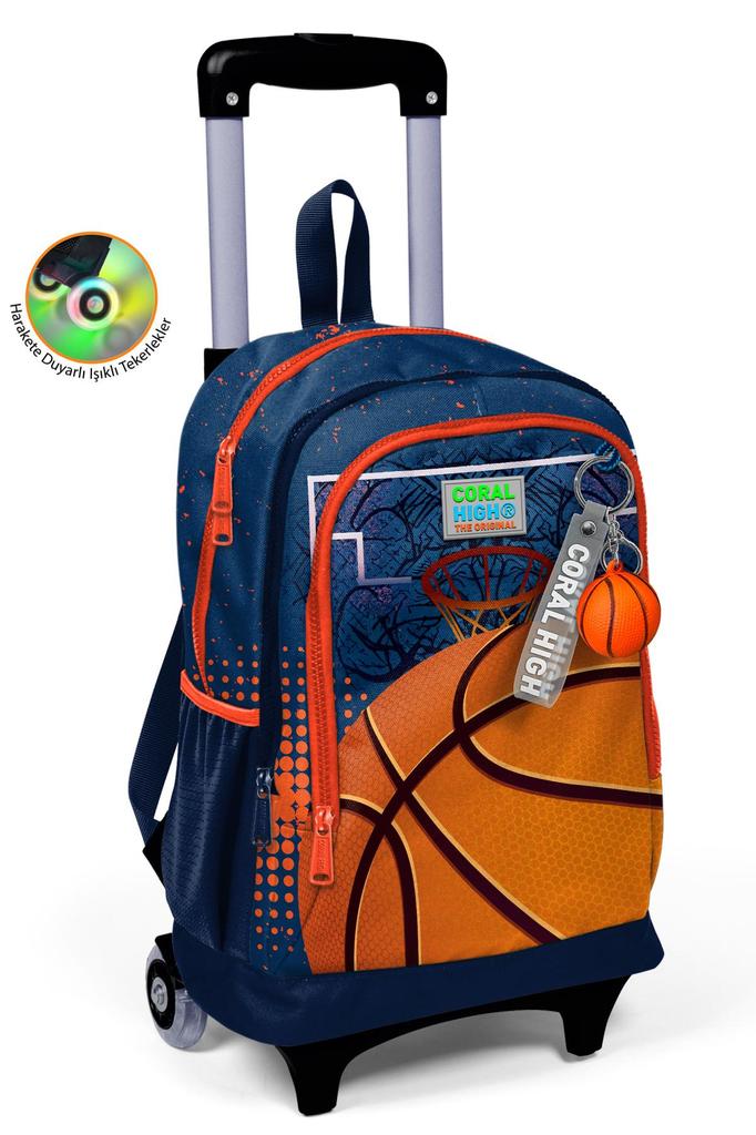 Buy Coral High Kids Orange Navy Blue Basketball Patterned Three