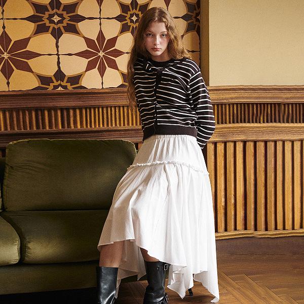 

2026 Japanese Style Cotton-Linen Patchwork Midi Skirt: Summer Irregular Mid-Length Design for Women Medium белый