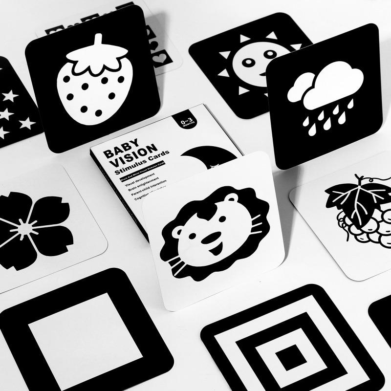 Newborn Infant Black White Visual Stimulation Flash Cards Early Educational Learning Toy