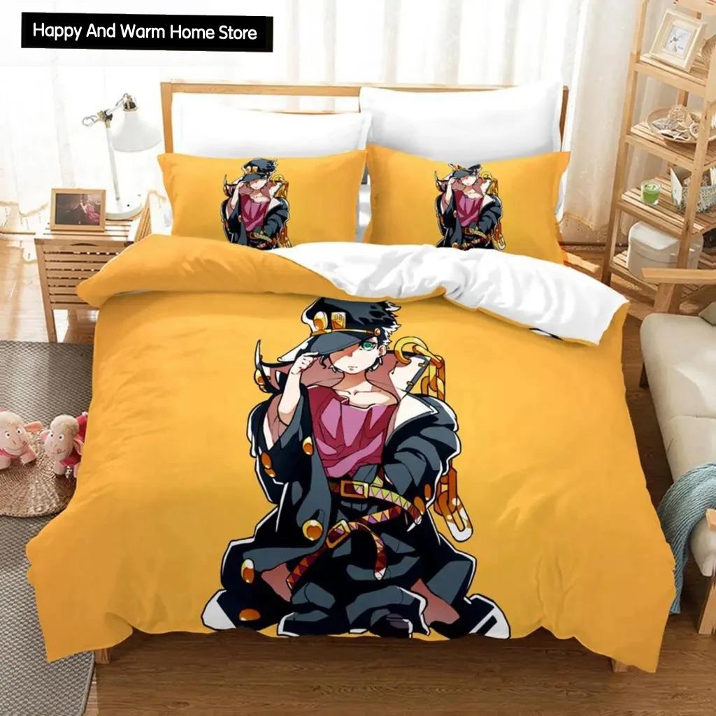 3D Druck Anime JoJo Bizarre Adventure Jotaro Kujo Bettwäsche Set Jungen Mädchen Twin Queen Size Bettbezug Kissenbezug Bett Jungen Erwachsener