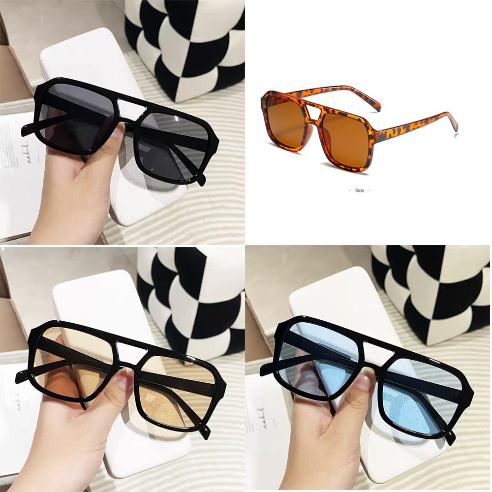 2023 Double bridge square Women Sunglasses Vintage Brand Designer Men Sun Glasses Shades Female Exaggerated oversize sunglasses