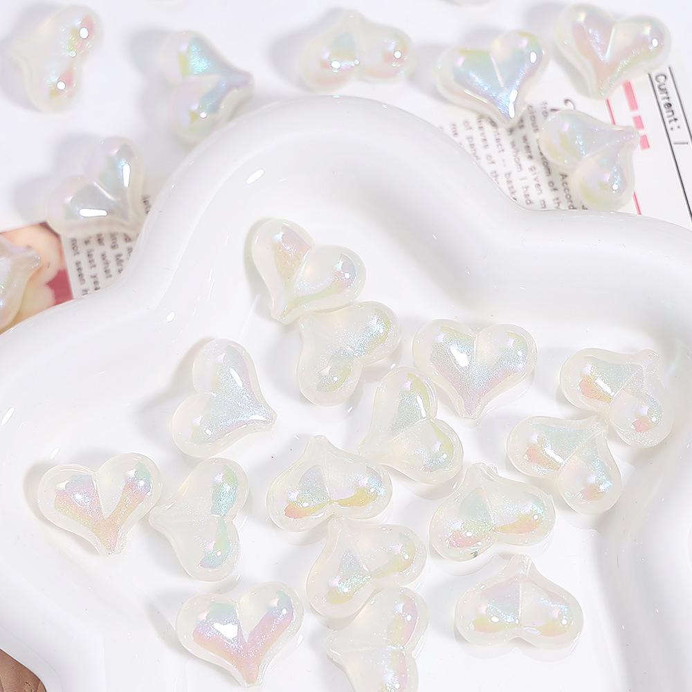 Peach Electroplated Heart Acrylic Beads for DIY Jewelry and Phone Chains