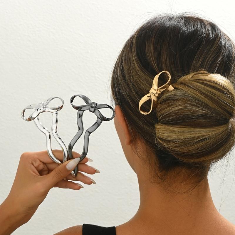 Large Shape Hair Pin Women Bows Styles Hair Sticks Vintage Stylish Hair Bun for Modern Outfits