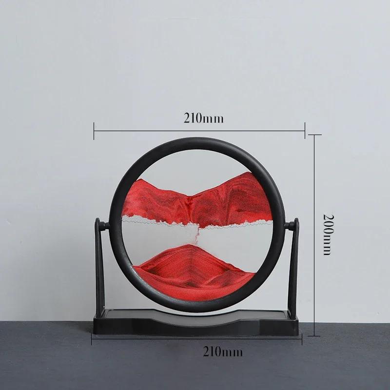 Rotatable Sandscape Moving Sand Art Picture Flowing Sand Painting 3D Liquid Hourglass Round Glass Quicksand Office Home Decor