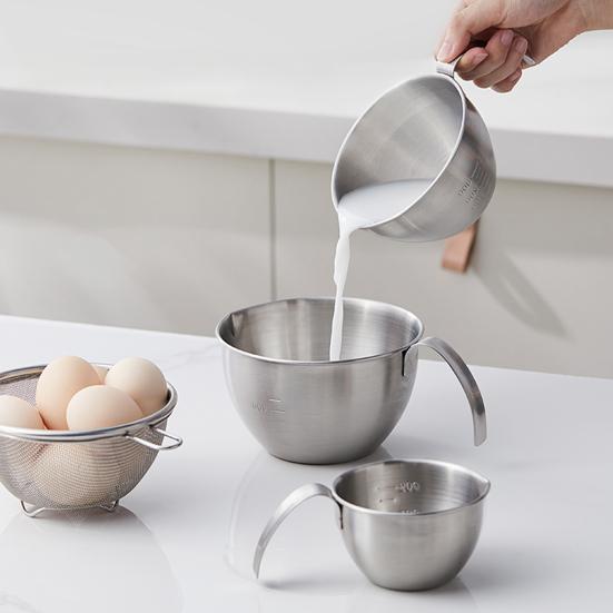 304 Stainless Steel Measuring Cup with Handle Scale Large Capacity Multifunction Egg Liquid Mixing Bowl Kitchen Supplies