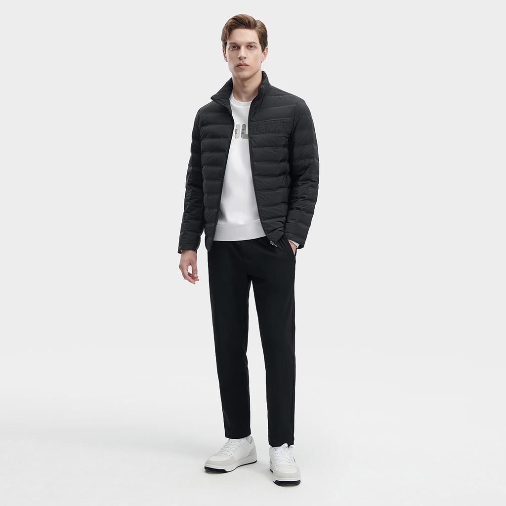 Fila 2023 Winter New Lightweight Down Jacket Fashion Casual Warm Stand Collar Coat Men Outerwear Black F11M342914F-BK