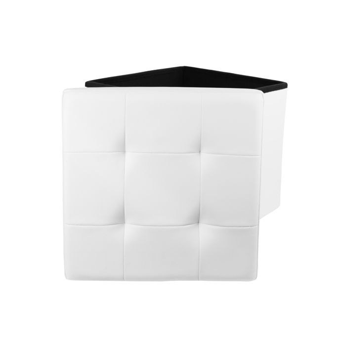 COFFRE POUF PLIABLE PU BLANC