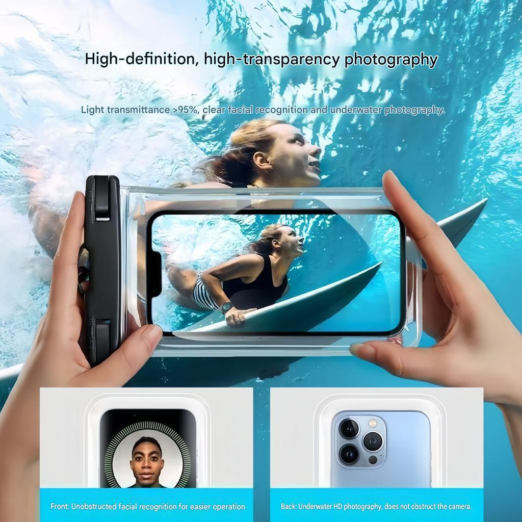 Universal Waterproof Phone Pouch Diving Dry Bag Touch Screen Compatible Swimming Phone Case Necklace Dustproof Cover
