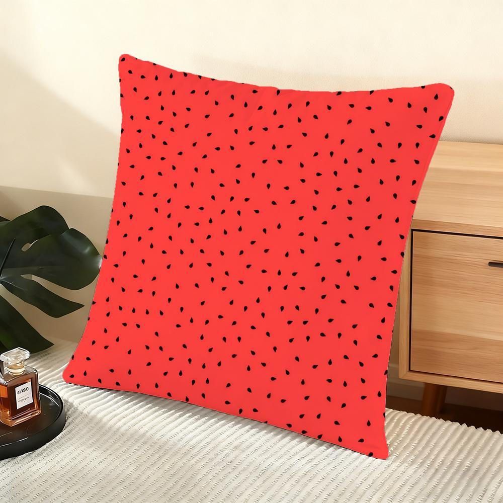 Strawberry Pattern Cushion Cover Soft Short Plush Pillow Cover Smooth Cozy Texture Aesthetic Cushion Case Home Decor