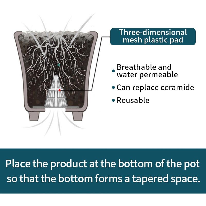 5PCS Flowerpot Bottom Filter Net 3D Flowerpot Gasket Leak Proof Soil Conical Cushion Mesh Breathable Insect Proof Gasket