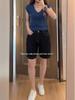 Women's Versatile Deep Blue Denim Shorts - Summer 2026 Thin Style, Plus Size, Loose Slimming Fit